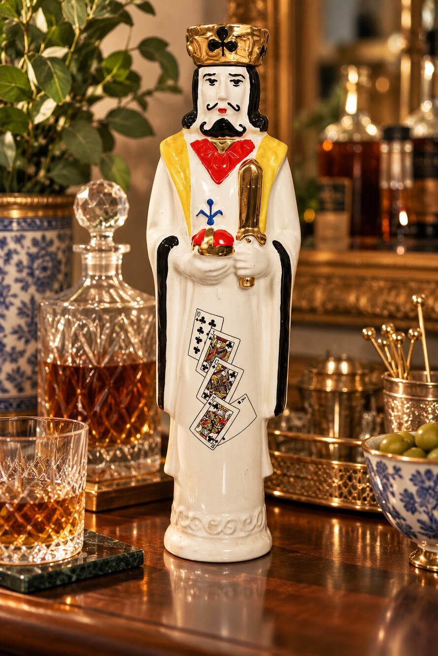 1969 Ezra Brooks King Clubs Decanter US Navy Mess Poker Barware